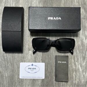 Prada Elegant Black Rectangular Sunglasses